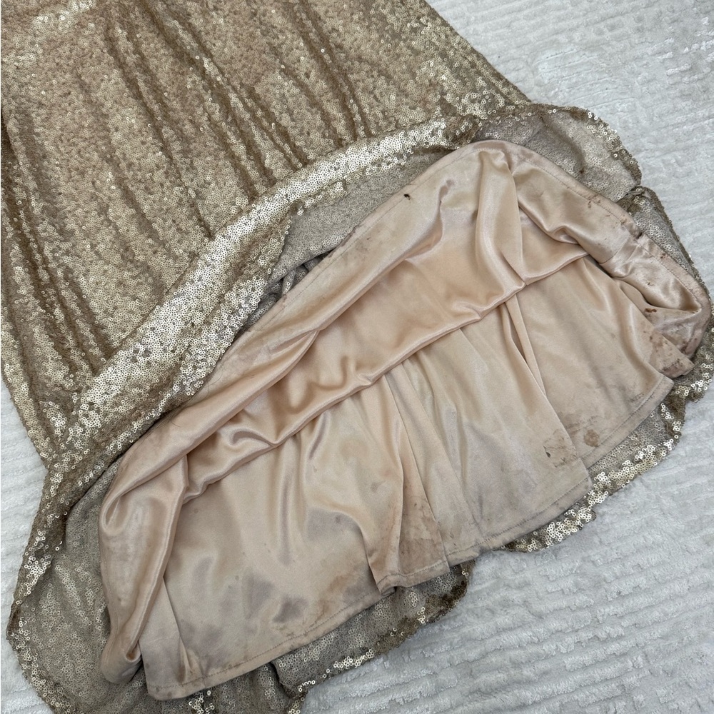 Revelry Starla Sequin Dress Gold One Shoulder Dress Size 6 - Picture 5 of 8